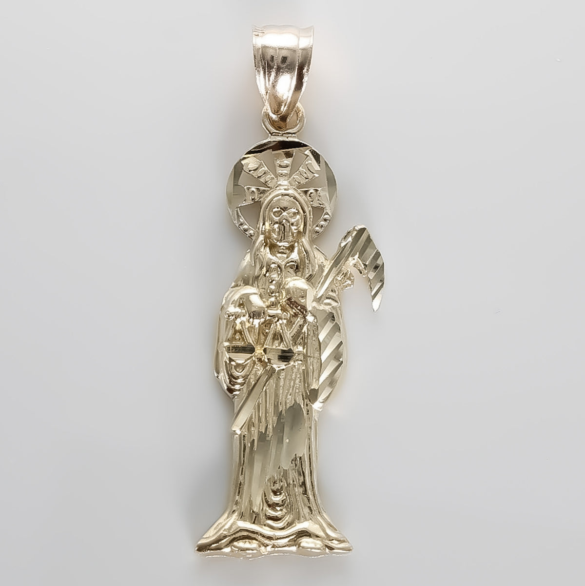 Santa Muerte Pendant, 14k Solid Yellow Gold