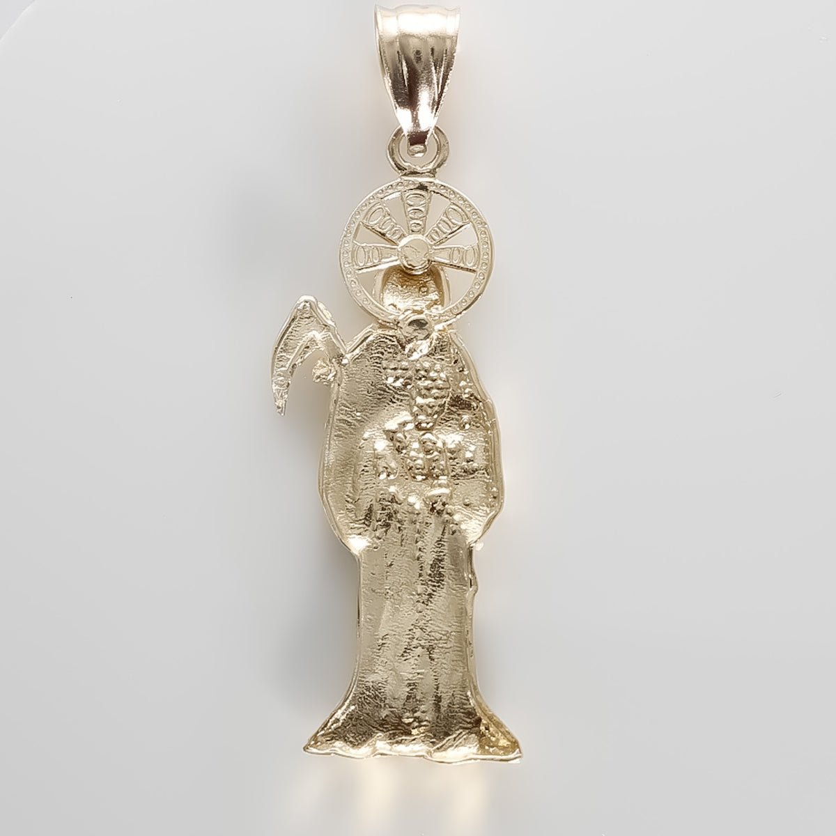 Santa Muerte Pendant, 14k Solid Yellow Gold