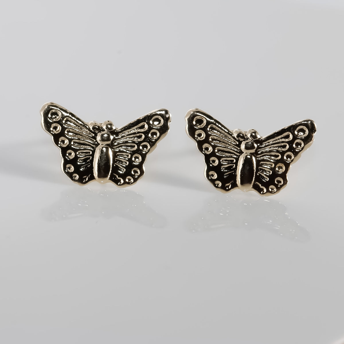 Butterfly Earrings, 14k Solid Yellow Gold