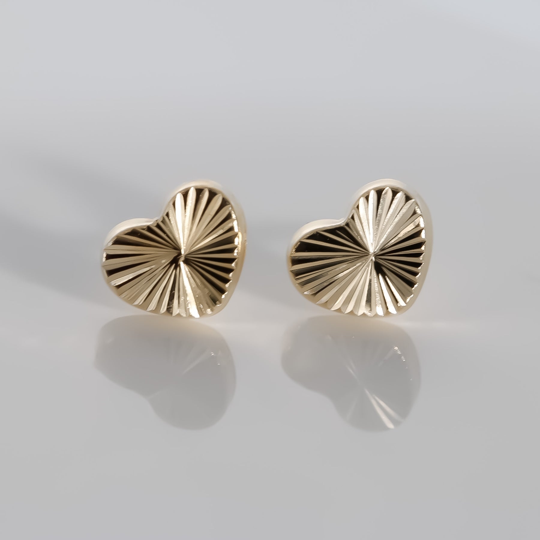 Heart Earrings, 14K Solid Yellow Gold