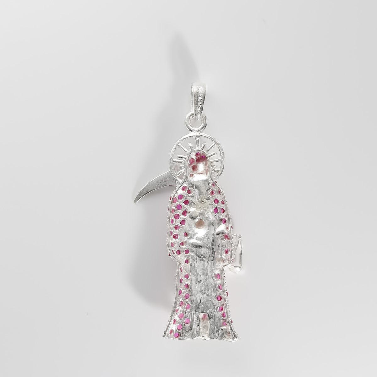 Santa Muerte Pendant cz, 925 Sterling Silver