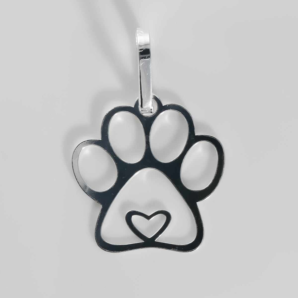 Dog Paw/Heart Pendant, 925 Sterling silver