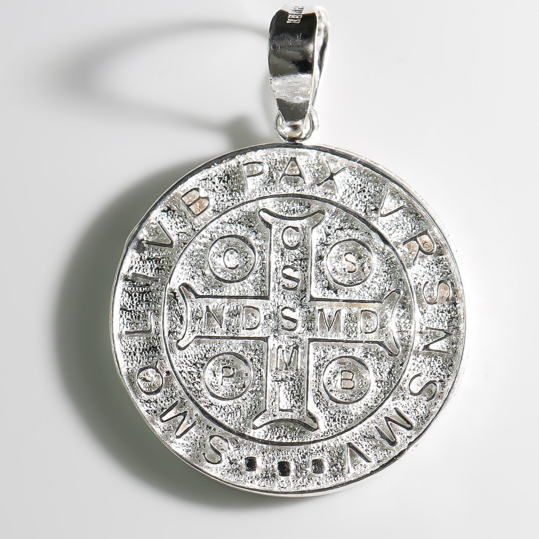 St. Benedict Round 25mm Pendant Double sided, 925 Sterling Silver