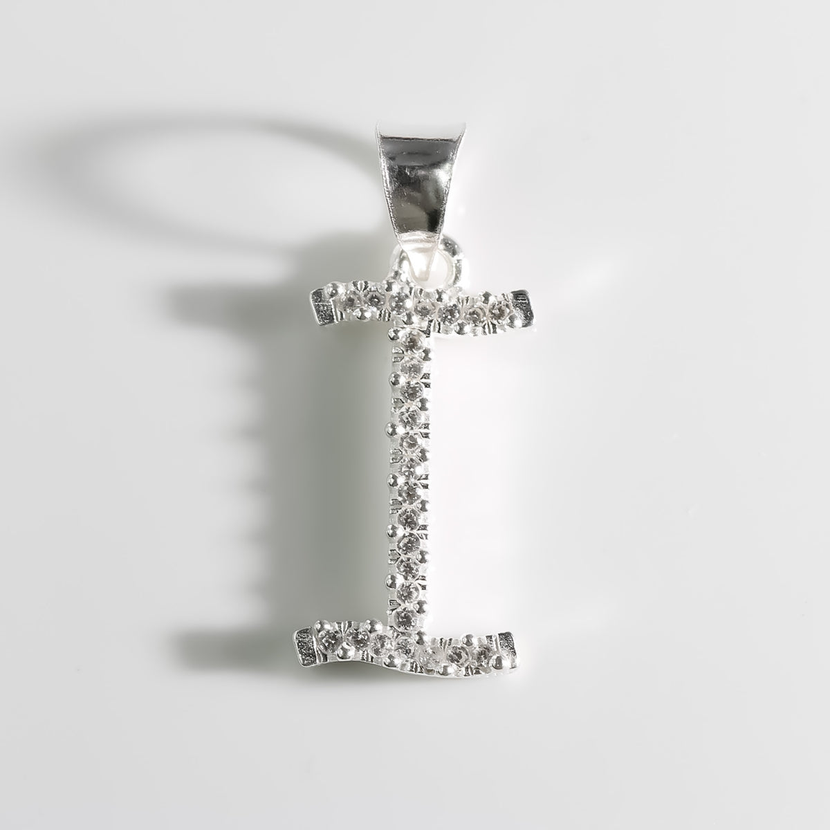 Letter I Pendant cz, 925 Sterling Silver