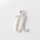 Letter U Pendant cz, 925 Sterling Silver