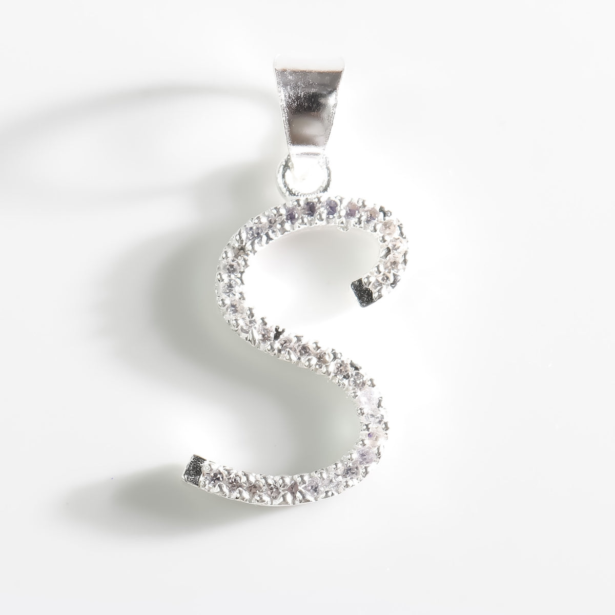 Letter S Pendant cz. 925 Sterling Silver