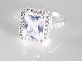 Emerald Cut White cz Ring, 925 Sterling Silver