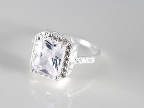 Emerald Cut White cz Ring, 925 Sterling Silver