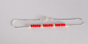 Red & Silver Beaded Bracelet, 925 Sterling Silver