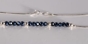 Black & Silver Beaded Bracelet, 925 Sterling Silver