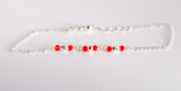 Red Beaded Bracelet, 925 Sterling Silver