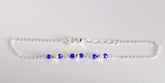 Blue Sapphire Beaded Bracelet, 925 Sterling Silver