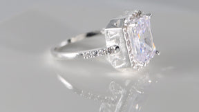 Emerald Cut White cz Ring, 925 Sterling Silver